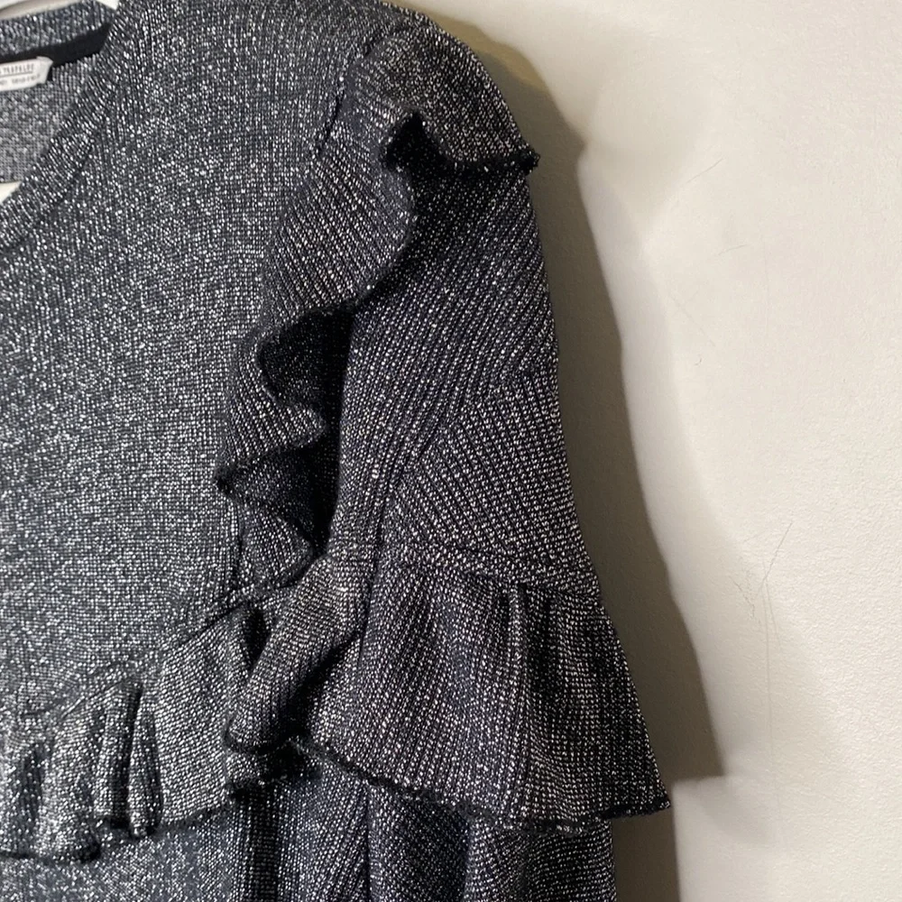 Zara Metallic Thread Ruffled Sweater - Picture 3 of 13
